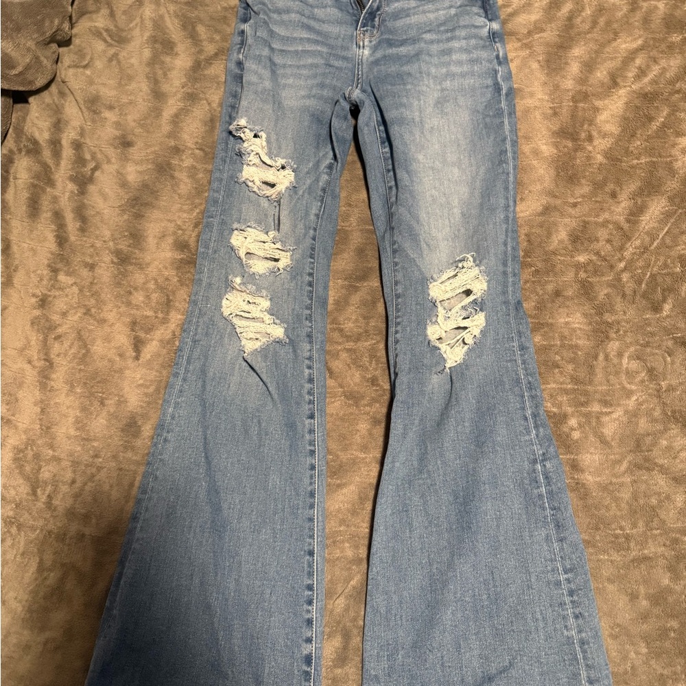 Women's Distressed Blue Jeans